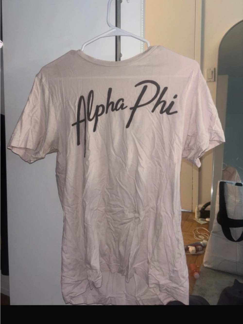 Alpha Phi Script Tee - Light Pink